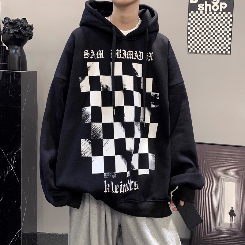 Áo Khoác hoodie nỉ bông in hình CARO phong cách hàn nam nữ mặc cực chất