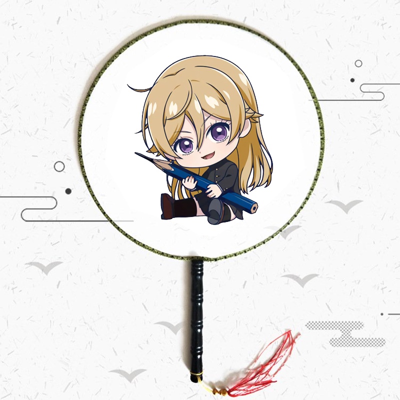 Quạt tròn cổ trang in hình BLUE PERIOD chibi anime cán gỗ quà tặng độc đáo xinh xắn