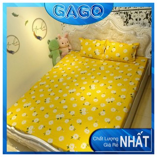 Ga gối poly, bộ ga gối drap giường, set 1 ga giường + 2 vỏ gối nhí vàng Gago