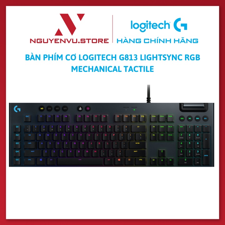 Bàn phím cơ Logitech G813 LightSync RGB Mechanical Tactile - Hàng Chính Hãng