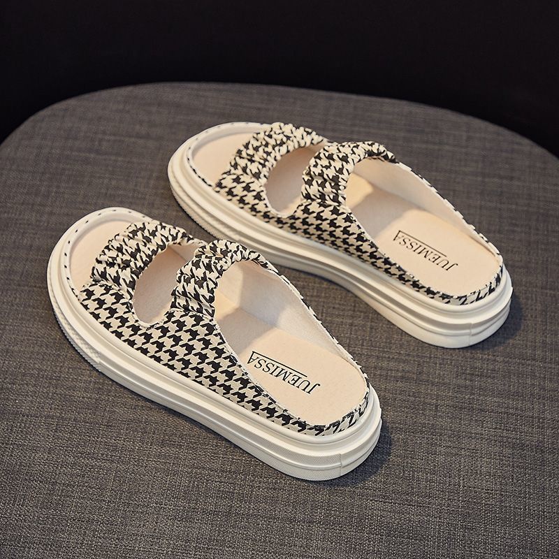 Dép Sandal Đế Mềm Dày Dặn Chất Liệu Canvas Co Giãn Thời Trang Mùa Hè Cho Nữ 2022