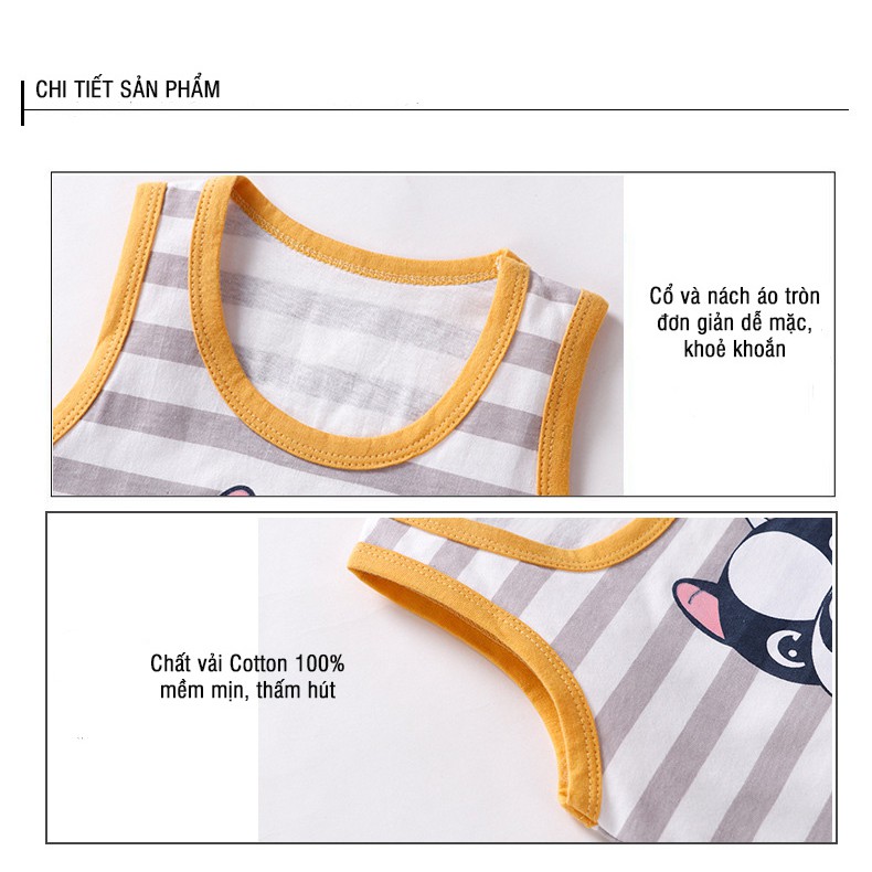 Bộ Ba Lỗ Cotton Quảng Châu Túi Zip Nhiều Mẫu Cho Bé 1-6 Tuổi Bộ Sát Nách Bé Trai