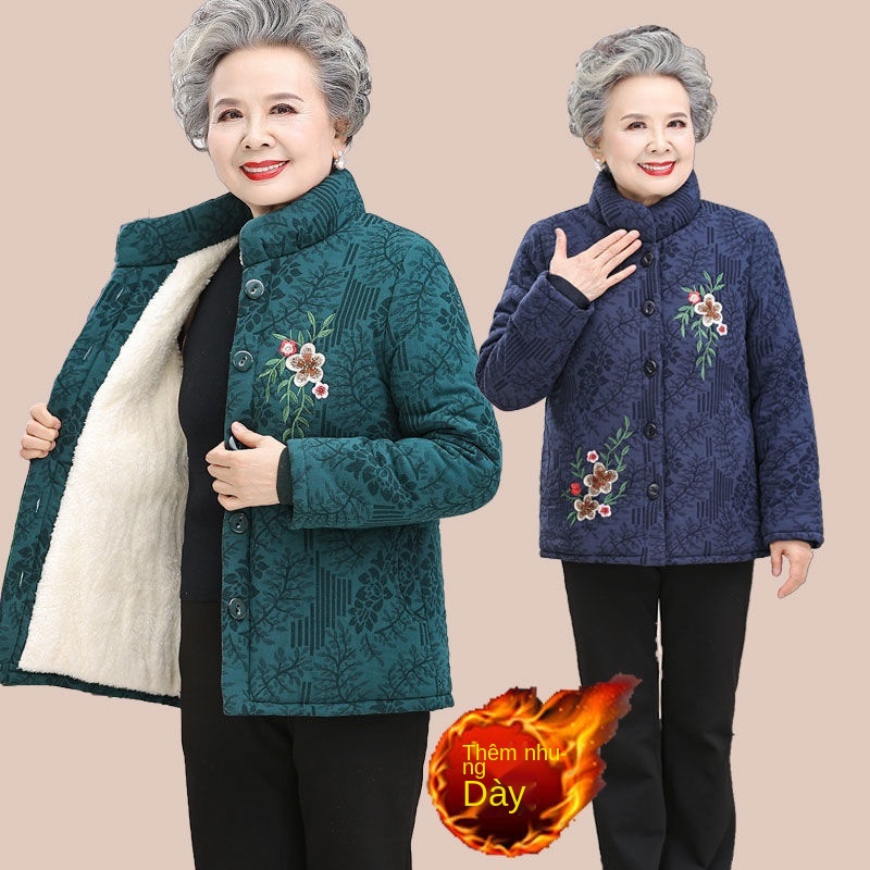 Quần áo mùa đông cho người trung niên và người già 60-70-80 tuổi, áo khoác bà ba