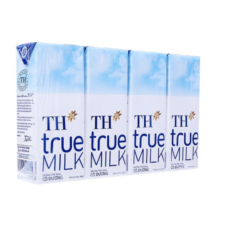 Lốc 4 Hộp 180ml Sữa Tươi TH True Milk Có Đường