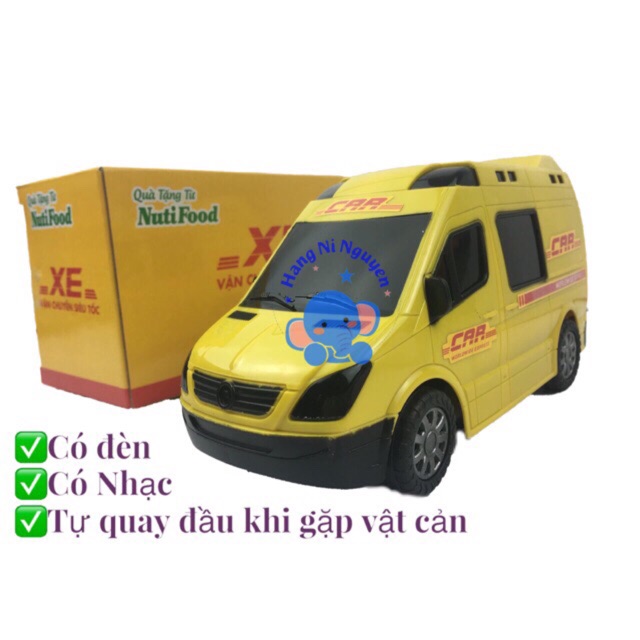 Xe vận chuyển có đèn lấp lánh, có nhạc, gặp vật cản tự quay đầu (hàng khuyến mãi Nutifood)