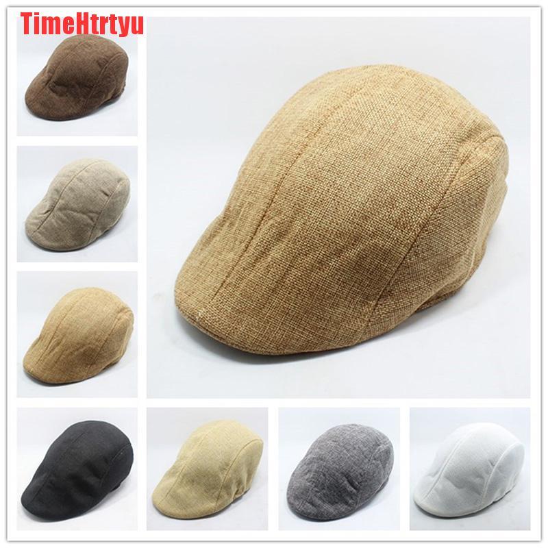 TimeHtrtyu Mens Vintage Herringbone Flat Cap Peaked Racing Hat Beret Country Golf Newsboy