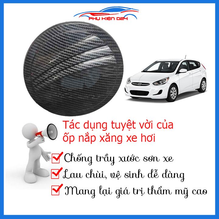 Ốp nắp bình xăng Accent 2018-2019-2020 vân cacbon chống trầy trang trí ô tô