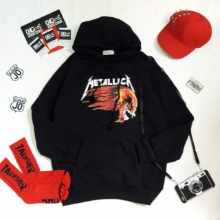 Áo hoodie nỉ nam nữ màu đen in chữ