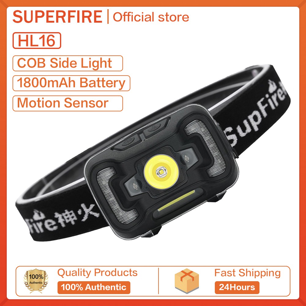 Supfire HL18 Cảm Biến Đèn Pha Mini Câu Cá Cơ Động Đèn HL16 Không Thấm Nước Đèn Pin Zoom