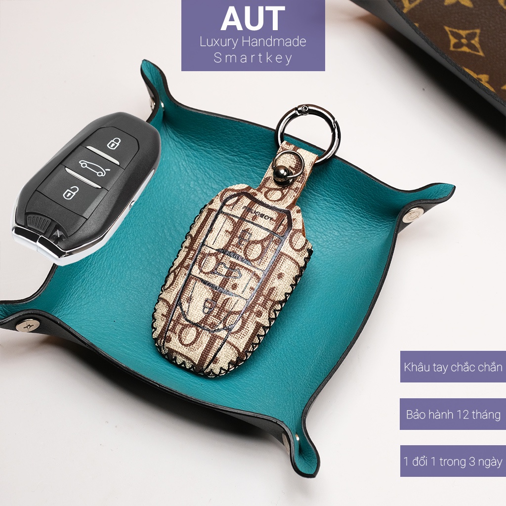 Ốp da chìa khóa ô tô Peugeot 2008 3008 5008 Dior khâu tay PE AD