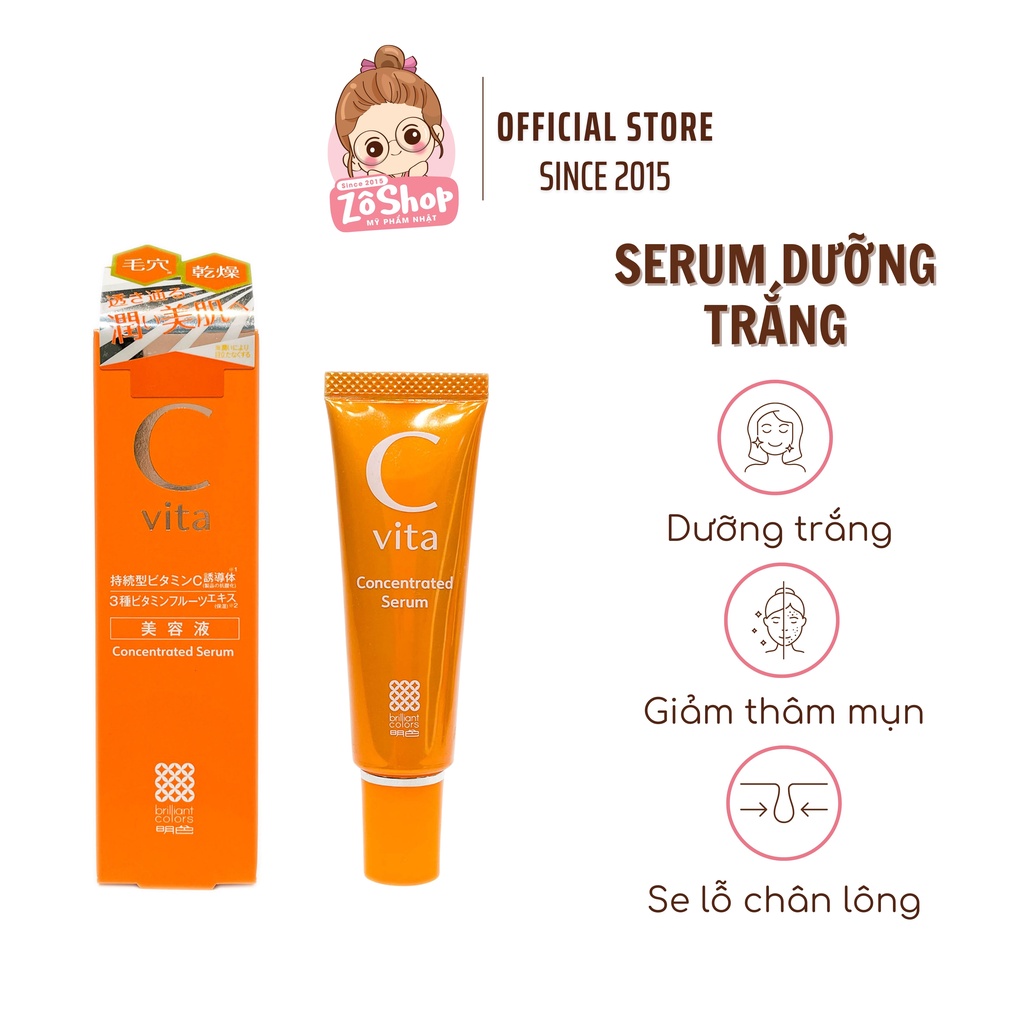 Serum Vitamin C Dưỡng Trắng, Giảm Thâm Meishoku C Vita Concentrated Serum 30ml