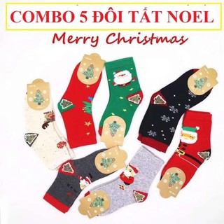 (GIÁNG SINH ĐẾN) Set 5 Đôi Tất Noel Cổ Cao CAO CẤP cho bé