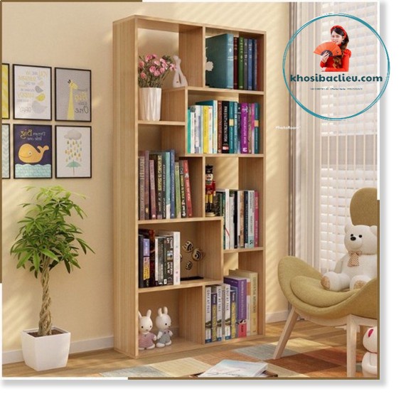 KỆ SÁCH GỖ XƯƠNG CÁ, 7 NGĂN CHỮ T, TREO TƯỜNG, XƯƠNG RỒNG, CHỮ U 8 NGĂN, 3 TẦNG 50cm