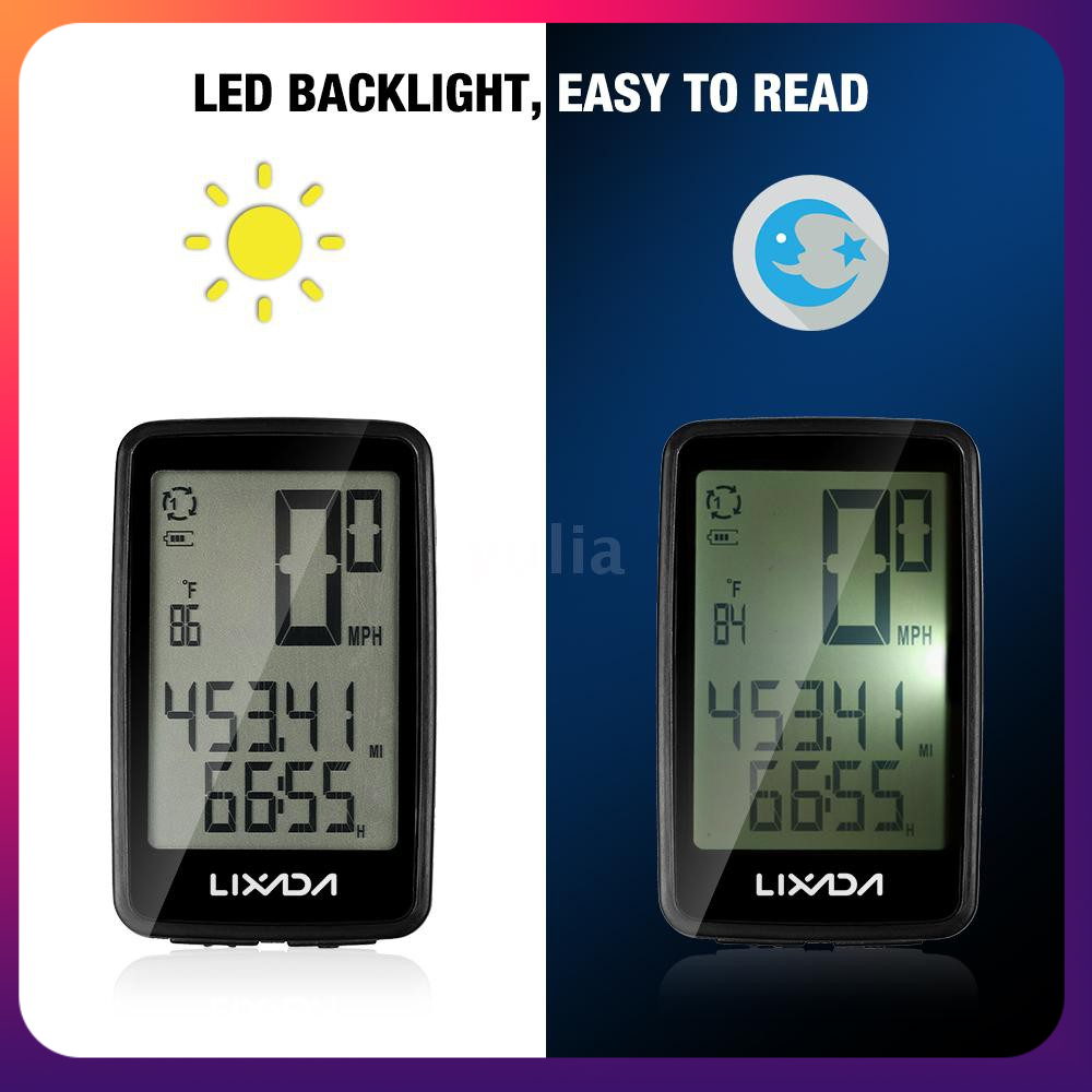 Đồng hồ đo tốc độ 21 chức năng không dây có thể sạc lại USB Lixada cho xe đạp