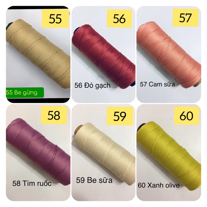 Sợi dệt trơn cotton lõi đen 125gr ( Bảng màu từ 43-64)