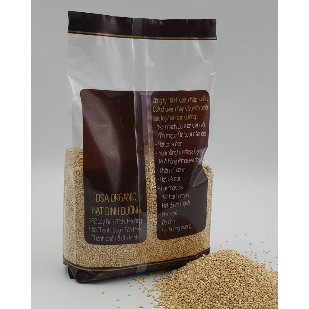 Hạt Diêm Mạch Trắng Hạt Diêm Mạch Trắng White Quinoa Organic khối lượng 500gr. Hiệu DSA Organic.