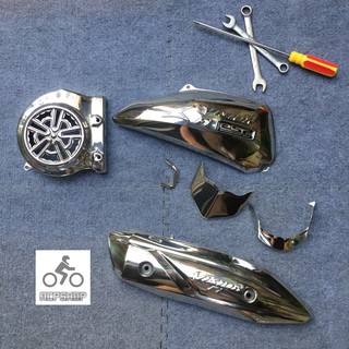Combo 6 món chụp ốp inox và mạ crome Vision 2014-2020: Bầu gió, quạt gió, ốp pô, mõm mỏ dè, đuôi dè, khóa dầu.