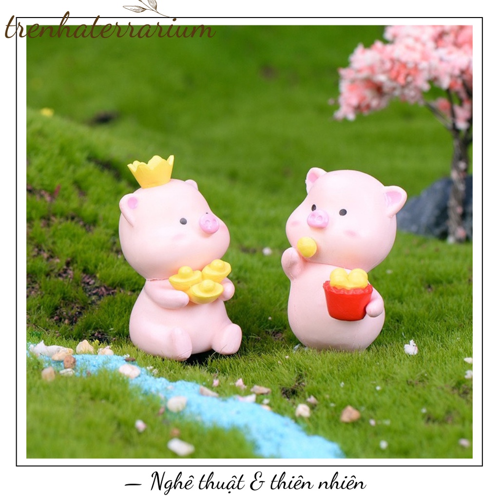 Tiểu cảnh heo đất trang trí sân vườn, vi cảnh, terrarium