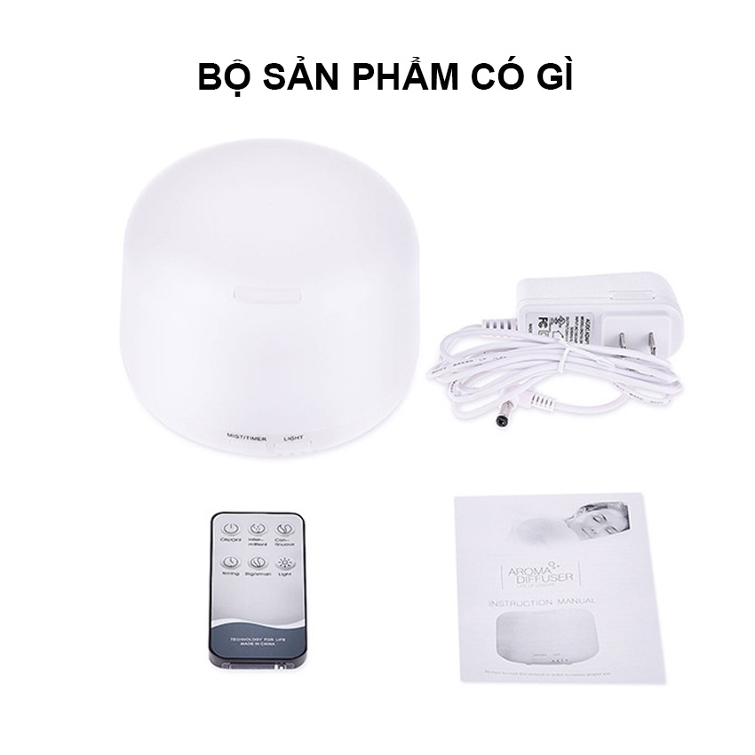 Máy Xông Tinh Dầu Khuếch Tán Tinh Dầu Phun Sương Hình Trụ Trong Dung Tích 550ml  Đèn Led 7 Màu Phun Sương