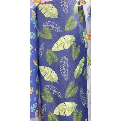 Vải thô mặt lụa lá chuối xanh 1m