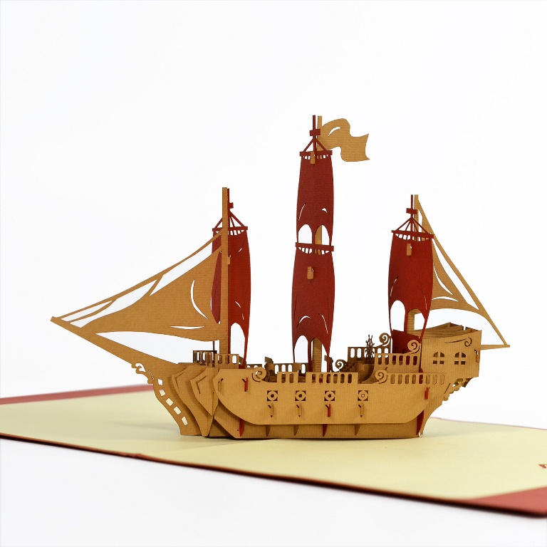 Thiệp 3D Mô hình Thuyền Độc Đáo, Món Quà Thú Vị Mới Lạ Tặng Người Thân, Khách Hàng, HMG Handmade Card, size 15x20cm