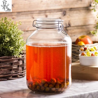 Hũ Thủy Tinh Đựng Thực Phẩm Ngâm Hoa Quả Combo 2 Hũ Nắp Khóa Cài Kín Tuyệt Đối Dung Tích 5000 ml - Made in Italy