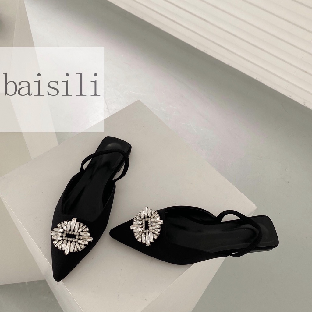 SANDAL NỮ BAISILI - GIÀY THỜI TRANG BỆT PHONG CÁCH NỮ TÍNH BÍT MŨI NHỌN ĐẾ THẤP BS220904