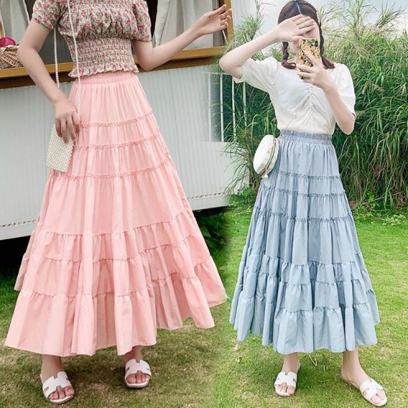 Chân váy dáng dài Vintage dễ thương VAY134 free size