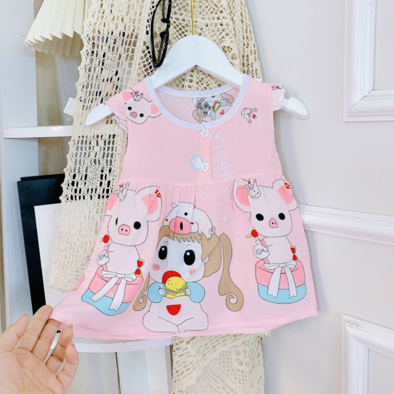 Váy lanh lụa bé gái từ 5-10kg hàng quảng châu