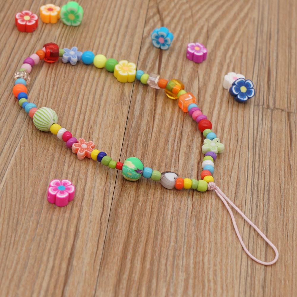 ☆YOLA☆ Universal Phone Charm Strap Smile Pearl Necklace Strap Mobile Chain for Keys Multi Color Lanyard Girls Lady Gift Phone Case Hanging Cord Phone Choker