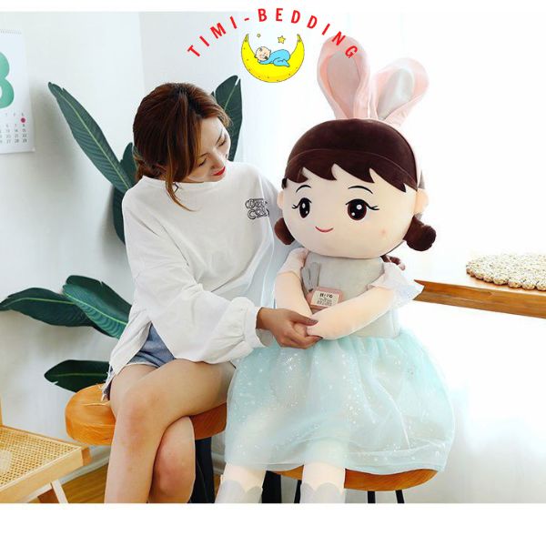 Gấu bông búp bê bella tai thỏ dễ thương sang trọng cho bé - Timibedding