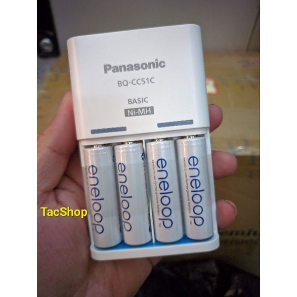 Bộ 4 Pin Sạc AA ENELOOP Kèm Sạc PANASONIC BQ-CC51C - BH 6 tháng
