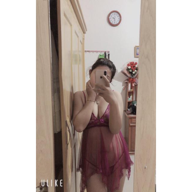 Váy ngủ ren sexy trong suốt kèm quần chip lọt khe có bigsize 005