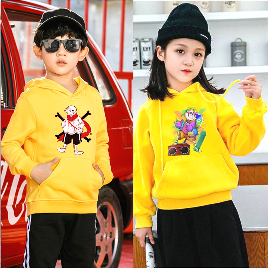 Áo hoodie Sans màu vàng chất nỉ bông cực đẹp cho bé trai bé gái