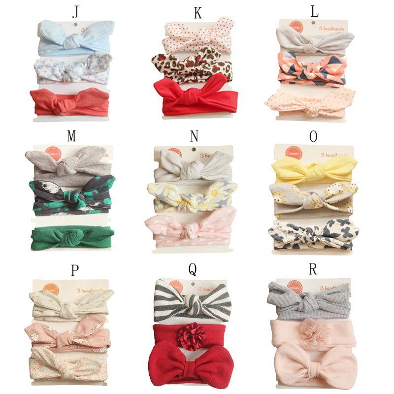 Set 3 băng đô co giãn phối tai thỏ xinh xắn