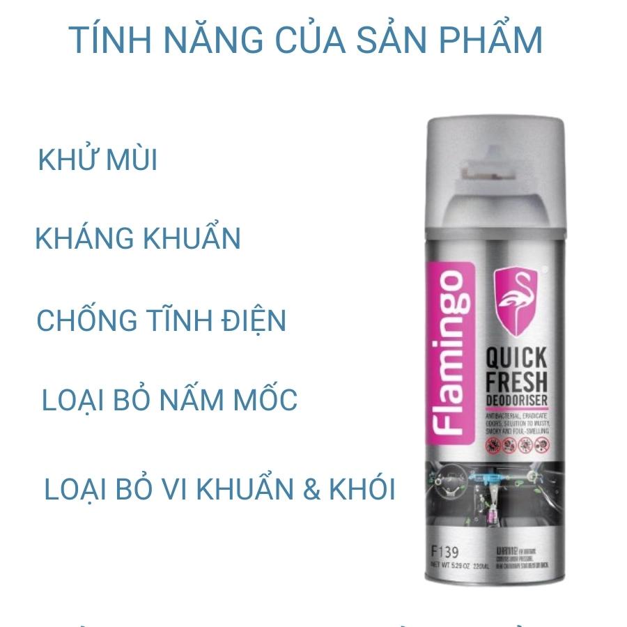 Bình xịt thơm xe khử mùi kháng khuẩn ô tô thanh lọc không khí với công nghệ khử khuẩn nano cao cấp Flamingo Mitauto