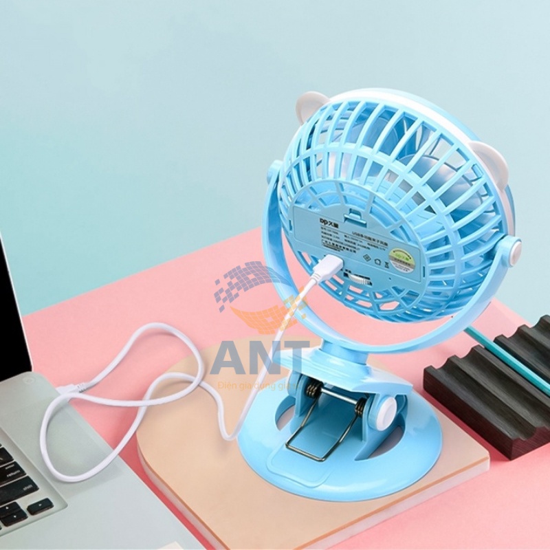 Quạt Pin Sạc Kẹp Bàn Để Bàn Model Dp 7608 Có 3 Mức Gió Dung Lượng Pin 2000mah