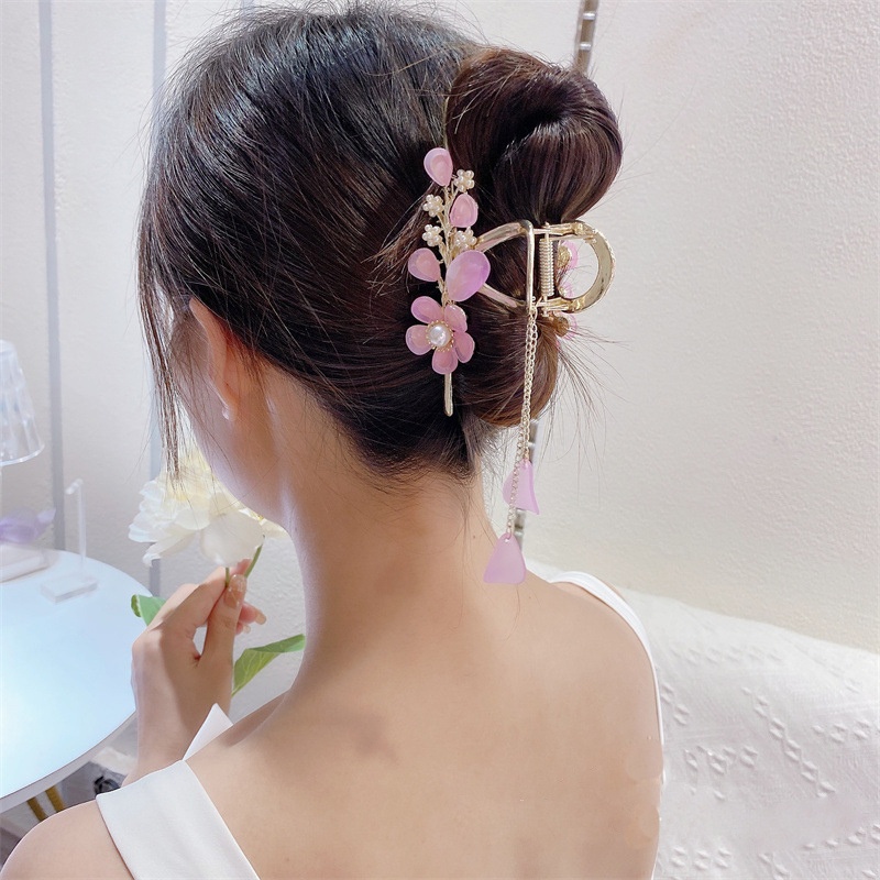 Kẹp Tóc Hoa Đính Ngọc Trai Thanh Lịch Cho Nữ