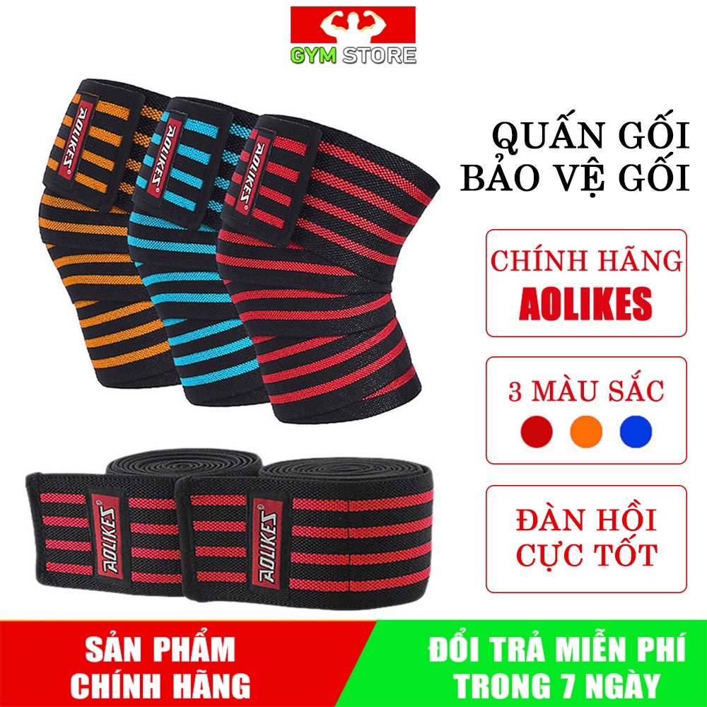 Quấn gối tập GYM hỗ trợ bảo vệ đầu gối chính hãng Aolikes đàn hồi cực tốt