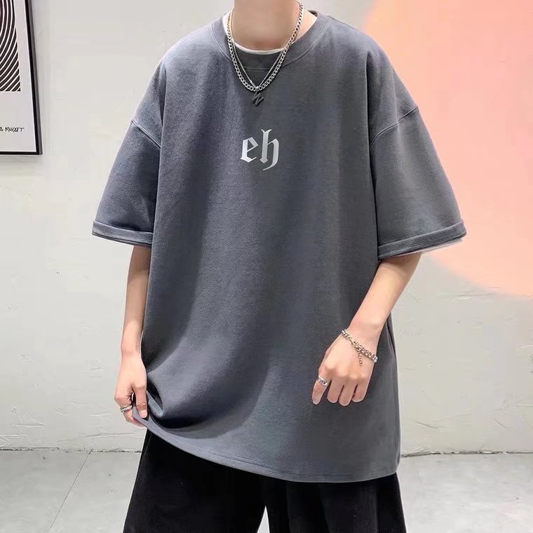 Áo Thun Tay Ngắn Cổ Tròn In Chữ Phong Cách Hàn Quốc Thời Trang Cho Nam