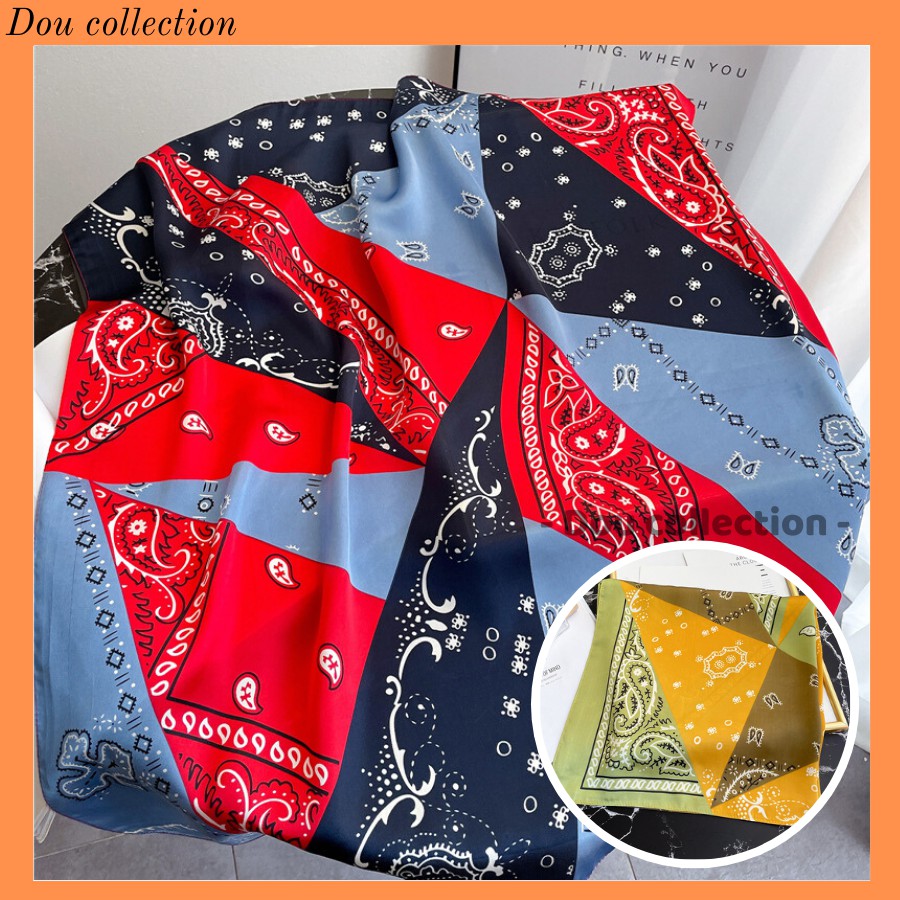 [NowShip2h] Khăn Turban Bandana EXO Cao Cấp Họa Tiết Tế Bào Đơn Phối Nhiều Màu Chất Lụa Chiffon - 70x70cm - Mã B010