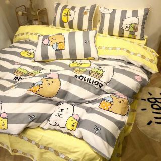 Bộ Chăn Ga Gối Gấu Mini Cotton Poly