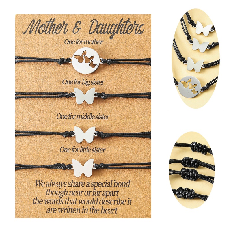 Flgo Set 4 Vòng Tay Bện Dây Hình Bướm Rỗng Cho Mẹ Và Con Gái