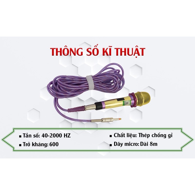 Micro VinaKTV VN 999 - Mic có dây cao cấp chống hú, chính hãng - Giống ảnh 100%