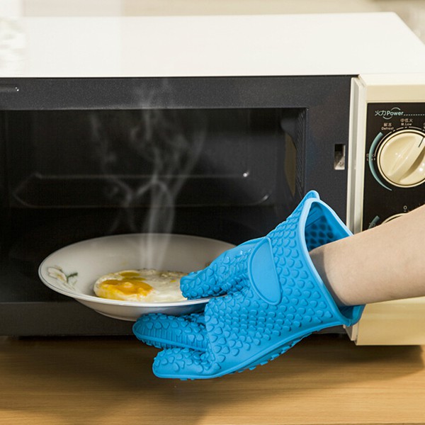 Găng tay silicon cách nhiệt chịu nhiệt - kitchen silicon glove for oven cooking  Thicken Silicone Heat Resistant