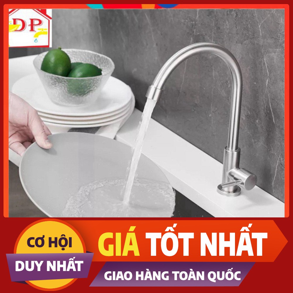 Vòi đơn lạnh chậu rửa bát, rửa chén inox 304 tặng đầu vòi rửa dây dài và dây cấp inox VRB902-DV02