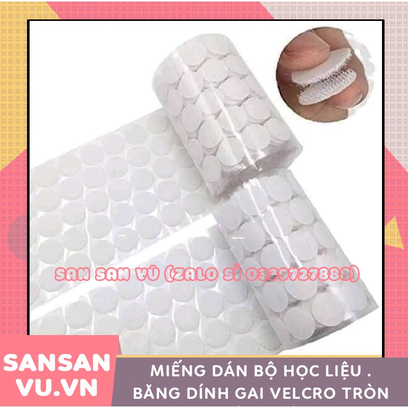 Miếng Dán Bộ Học Liệu Bóc Dán , Băng Dính Gai Velcro Tròn, Khóa Nhám Có Sẵn Keo Dán Các Loại