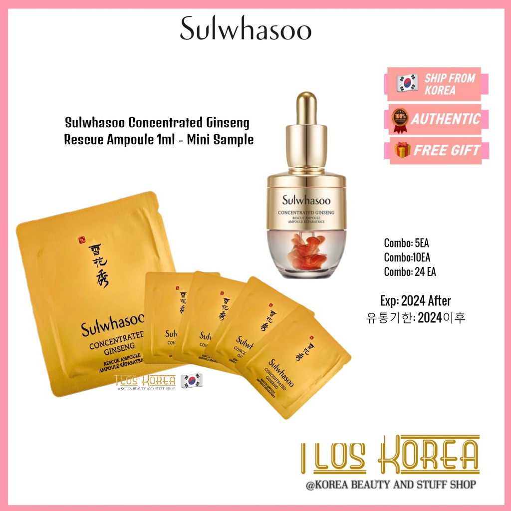 24 Gói Sulwhasoo tinh chất nhân sâm cô đặc phục hồi da/ Sulwhasoo Concentrated Rescue Ampoule 1ml(Gửi từ KOREA)