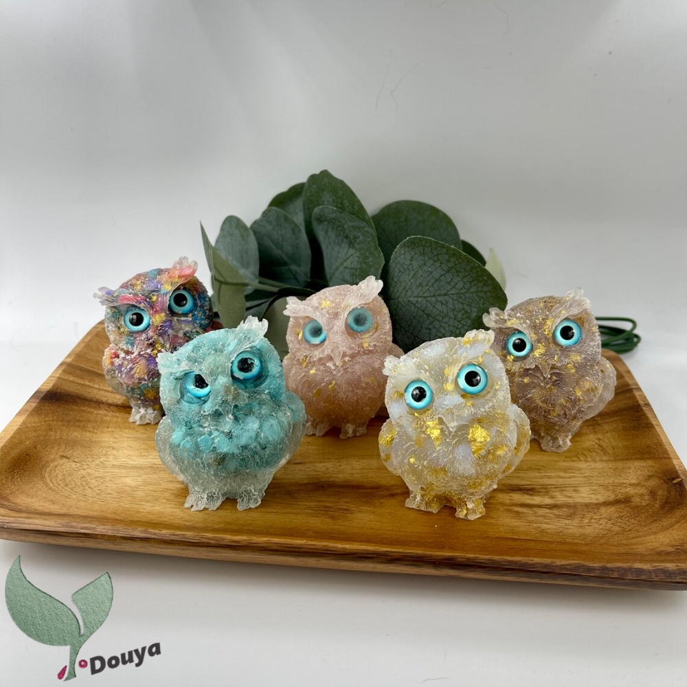 1 Vật Trang Trí Bằng Nhựa Resin Pha Lê & Resin Hình Cú Mèo Nhỏ