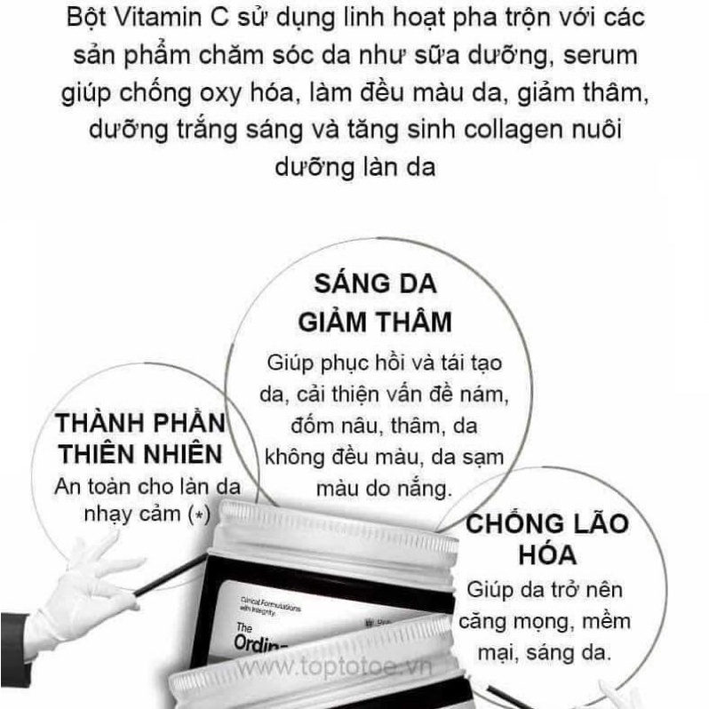 Bột Vitamin C The Ordinary 100% L-Ascorbic Acid Powder 20g